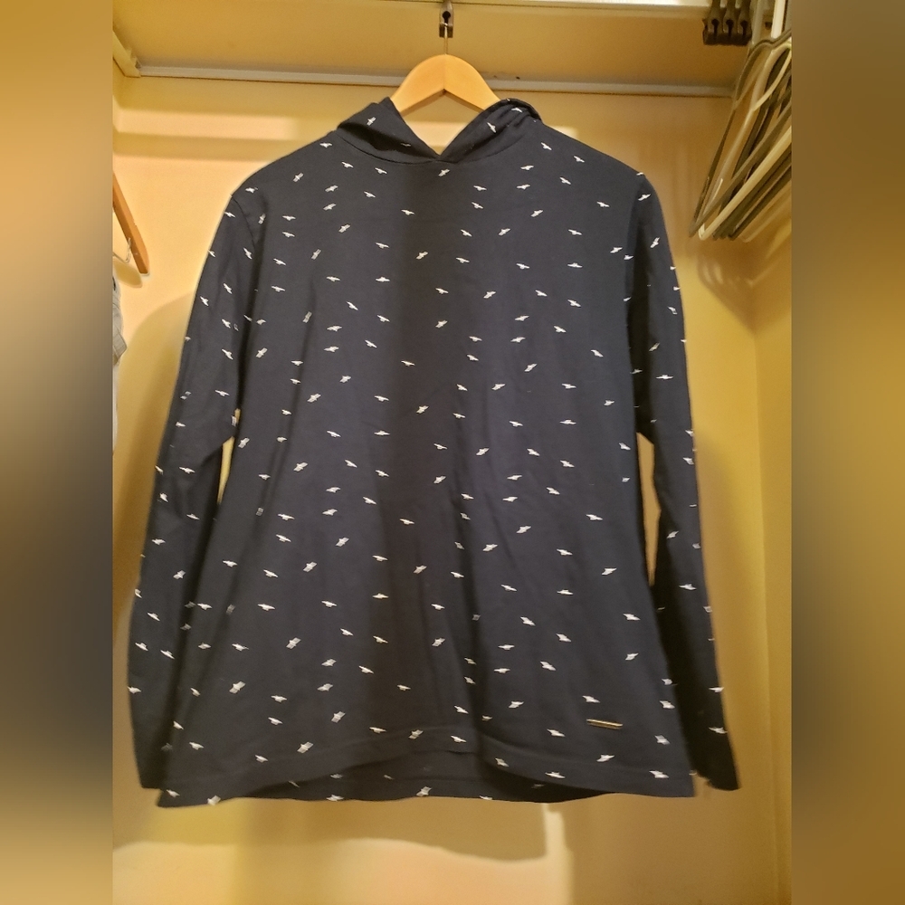 Mens Denim & Flower bird print hoodie